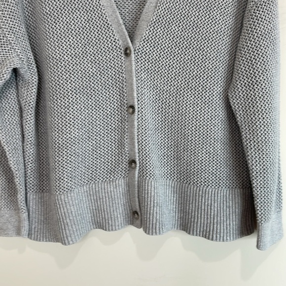 Old Navy Mesh Knit Cardigan Sweater Light Grey Cotton V-Neck Long Sleeve L - Picture 6 of 11
